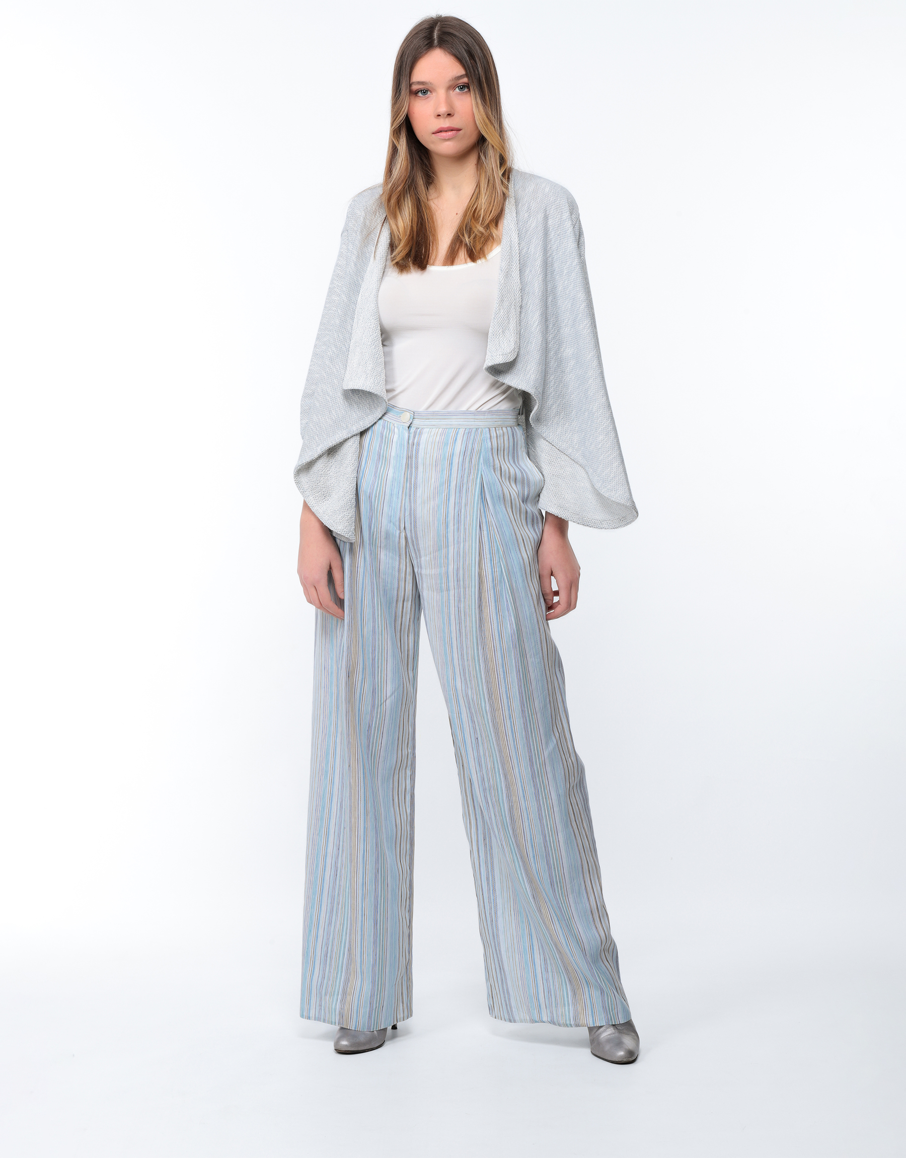 Cotton pleated trousers tennis stripes